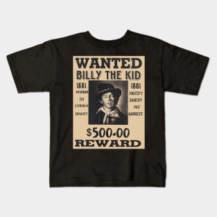 Wanted Poster of Billy The Kid Kids T-Shirt